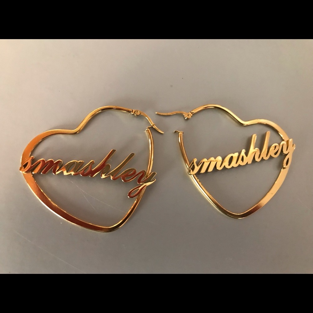 Smashley Heart Shaped Hoop Earrings Gold Plated New No tags